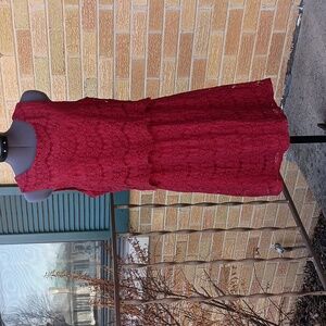 Monteau Sleeveless Lace Mini Dress - Burgundy, Sz L